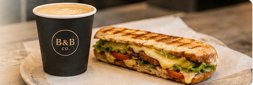 Bite & Brew toasted baguette and coffee